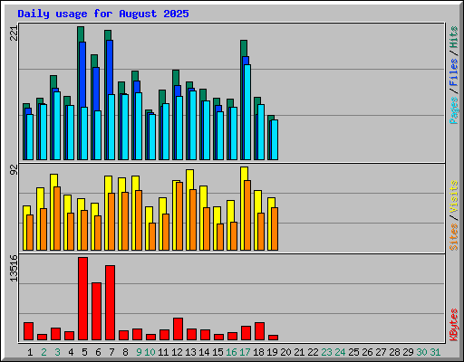 Daily usage for August 2025